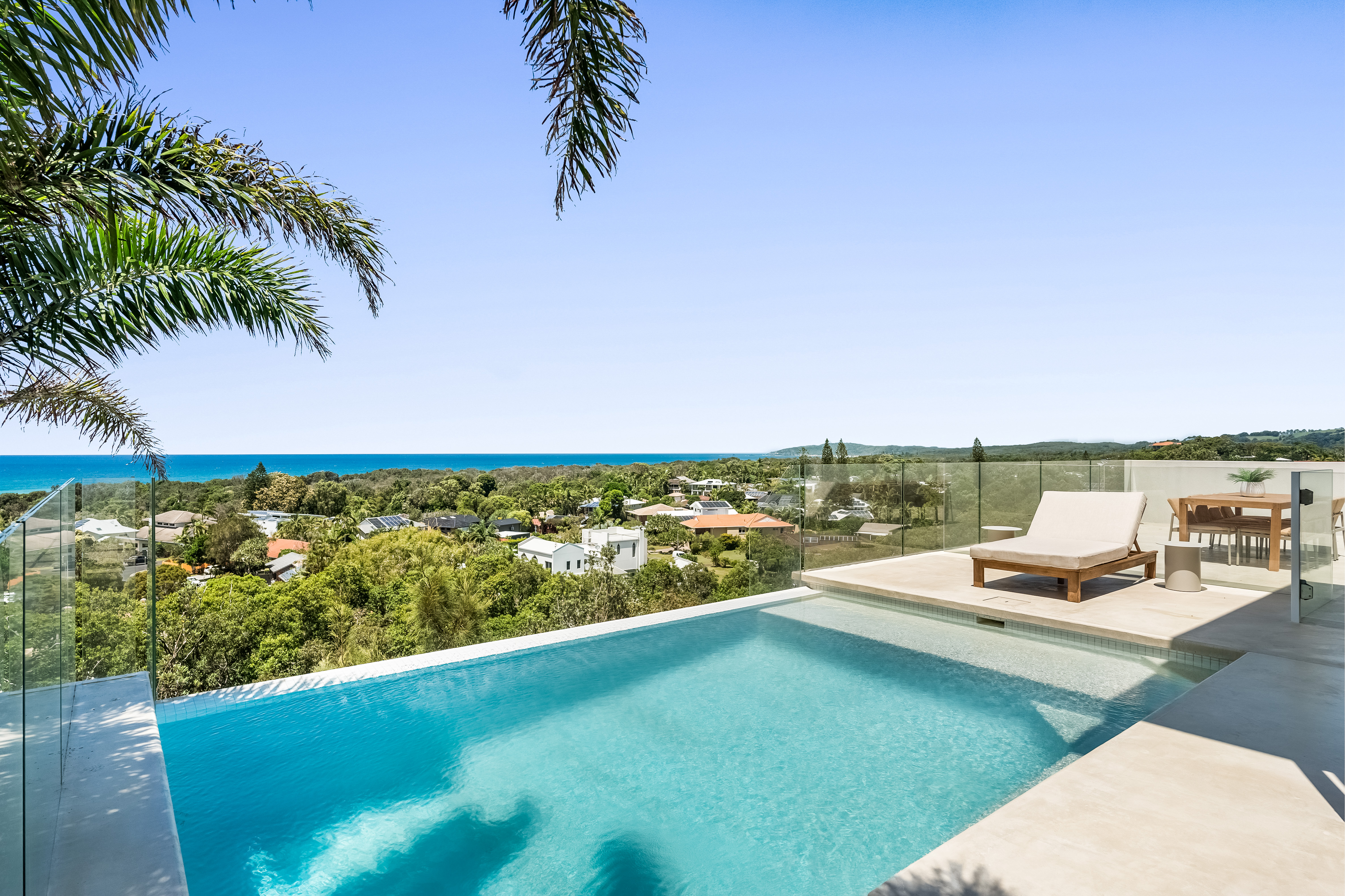 Living area in natural daylight with ocean views — property photography Byron Bay